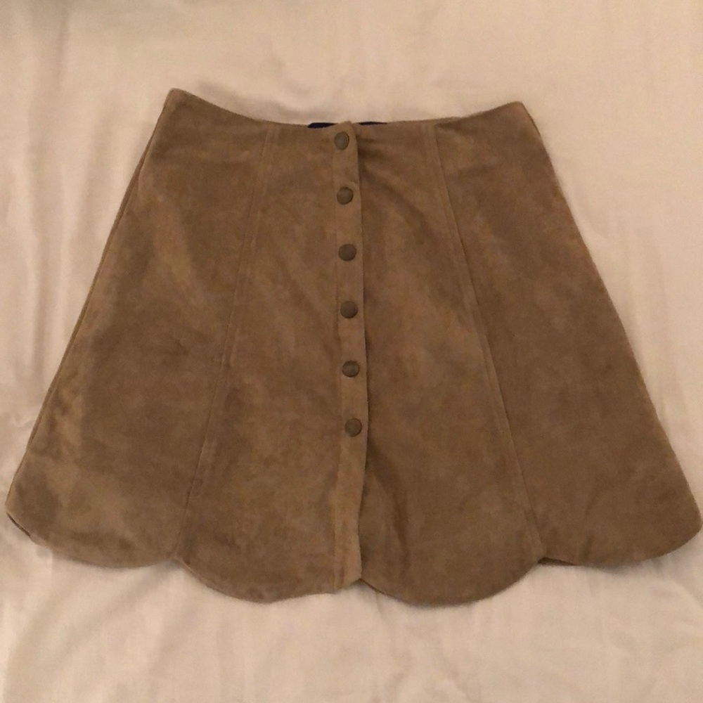 Tan faux suede skirt